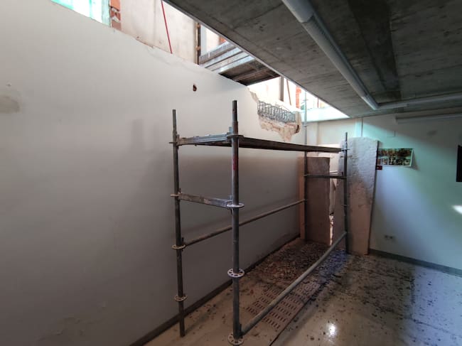 Obra que se está desarrollando en la nave lateral de la iglesia de Santa Eulalia de Segovia