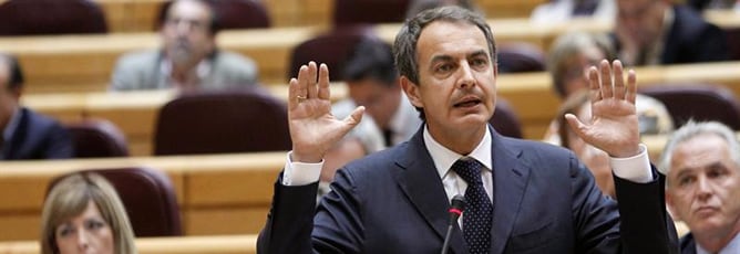 Zapatero, durante la sesión de control al Gobierno en el Senado