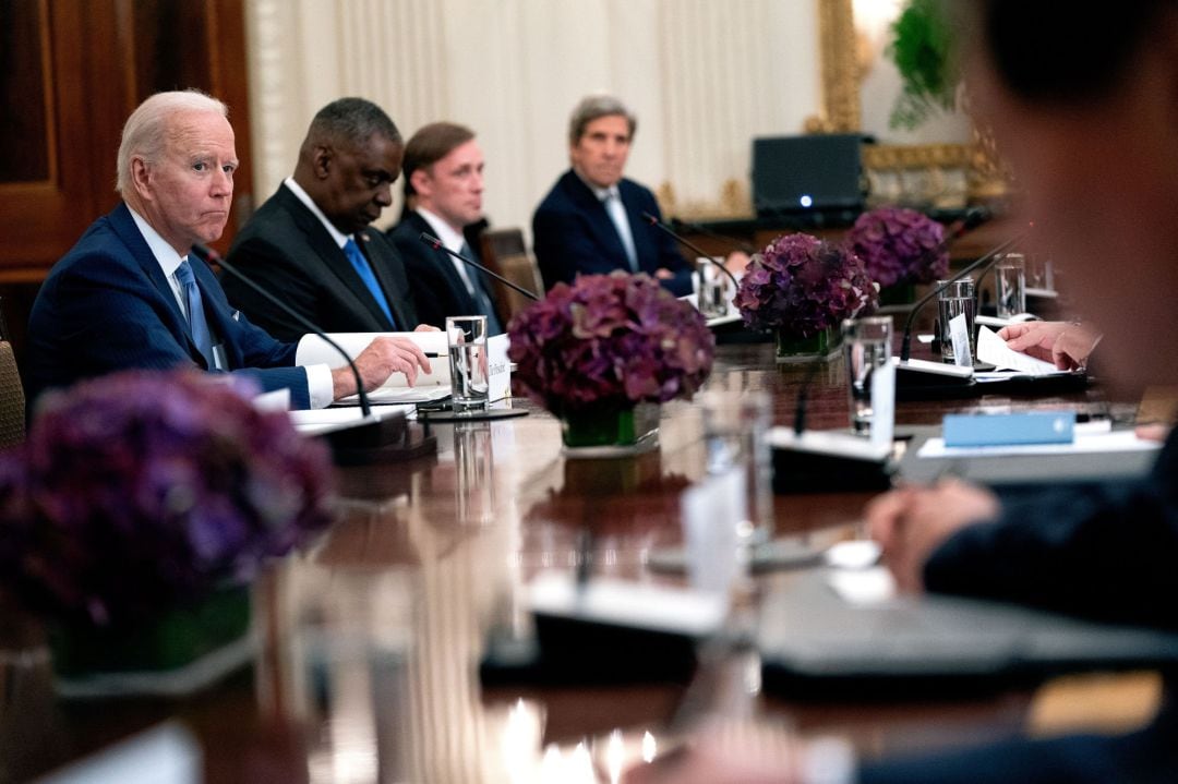 Joe Biden, presidente de los Estados Unidos, durante su reunión bilateral con Moon Jae-in, presidente de Corea del Sur