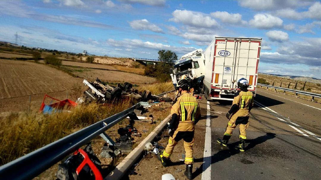 El último accidente en la N-232 se registró en la variante de Fuentes de Ebro 