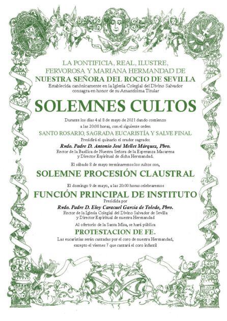 Cartel de cultos de la Hermandad del Rocío de Sevilla