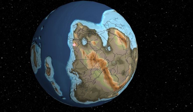 El mapa muestra cómo era el planeta hace millones de años.