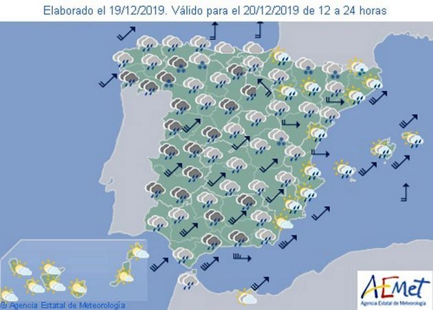 La borrasca deja lluvias en todo el mapa peninsular, de norte a su y de este a oeste, en plena operación salida de Navidad.