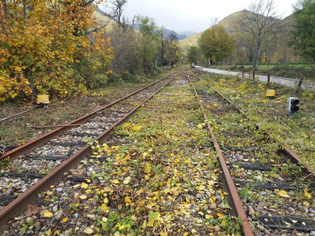 Tramo ferroviario de la estación Palacios del Sil