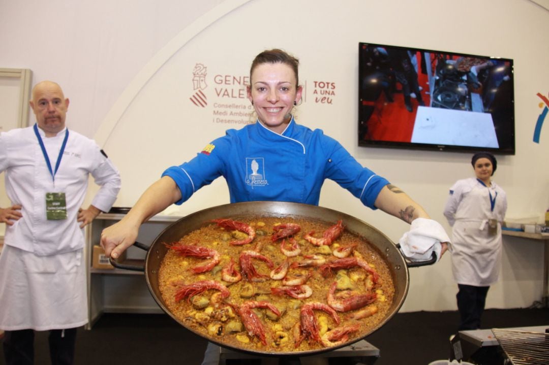 &#039;Arrós de la senyoreta&#039; de Chabe Soler, que ha ganado el primer torneo internacional de la paella celebrado en València.