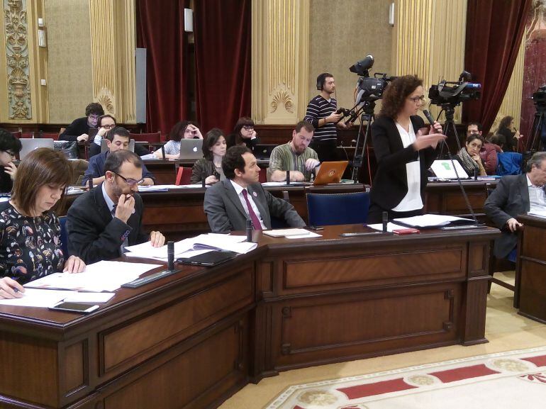 Catalina Cladera, consellera de Hacienda, en el Parlament.