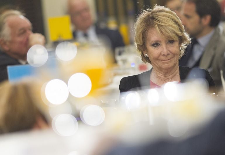 MADRID, SPAIN - APRIL 18:  Esperanza Aguirre attends &#039;Desayunos con Europa Press. Manuela Carmena&#039; at Intercontinental hotel on April 18, 2016 in Madrid, Spain. The Mayor announced that the City of Madrid is preparing a plan to build more social housing t