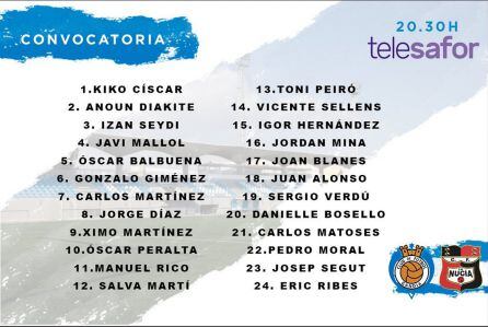 Convocados para el partido frente a La Nucía