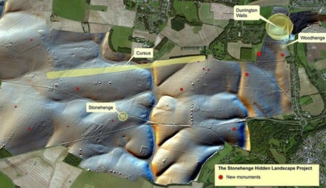 Mapa tridimensional de área del Stonehenge