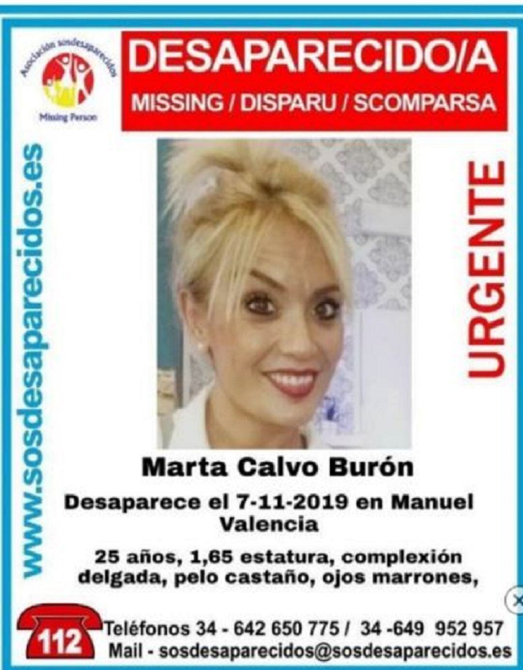 Cartel de SOS Desaparecidos de Marta Calvo