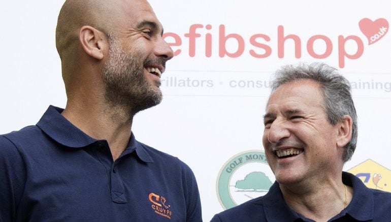 Pep Guardiola yTxiki Begiristain han participado en un torneo de golf benéfico a favor de la Fundación Johan Cruyff.