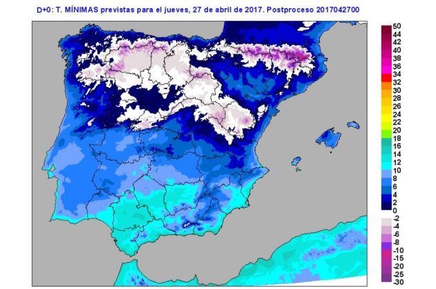 Las zonas montañosas de la mitad norte se han despertado con fuertes heladas.