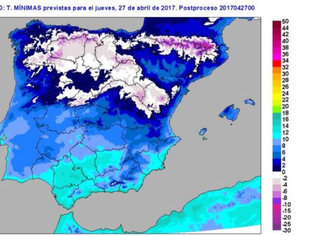 Las zonas montañosas de la mitad norte se han despertado con fuertes heladas.