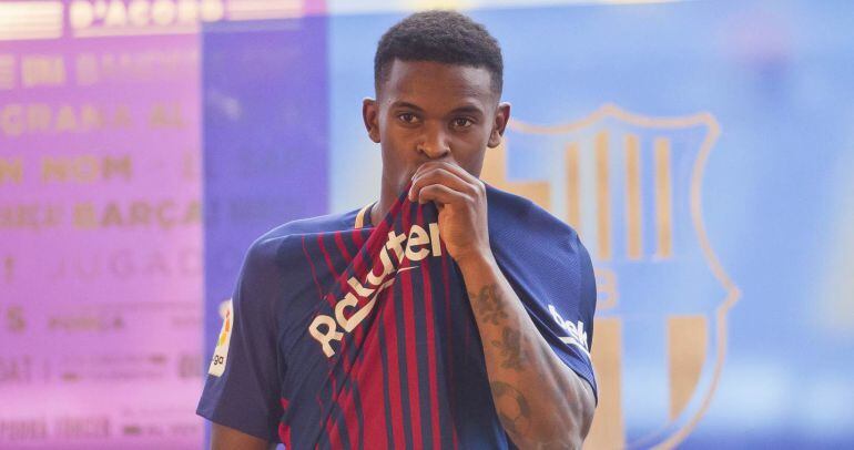 Nélson Semedo, en su presentación como jugador del Barcelona.