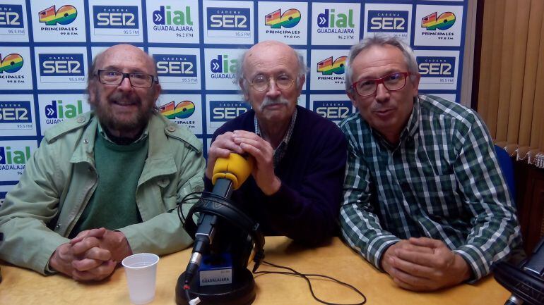 Jesús Campoamor, García Marquina y Pedro Aguilar en los estudios de SER Guadalajara