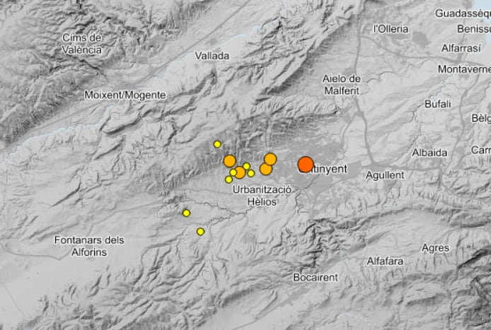 Imagen del visualizador de terremotos del Instituto Geográfico Nacional