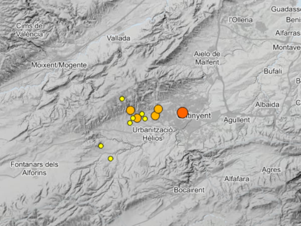 Un terremoto de 3,6 en Ontinyent marca una madrugada de once seísmos en la Vall d'Albaida