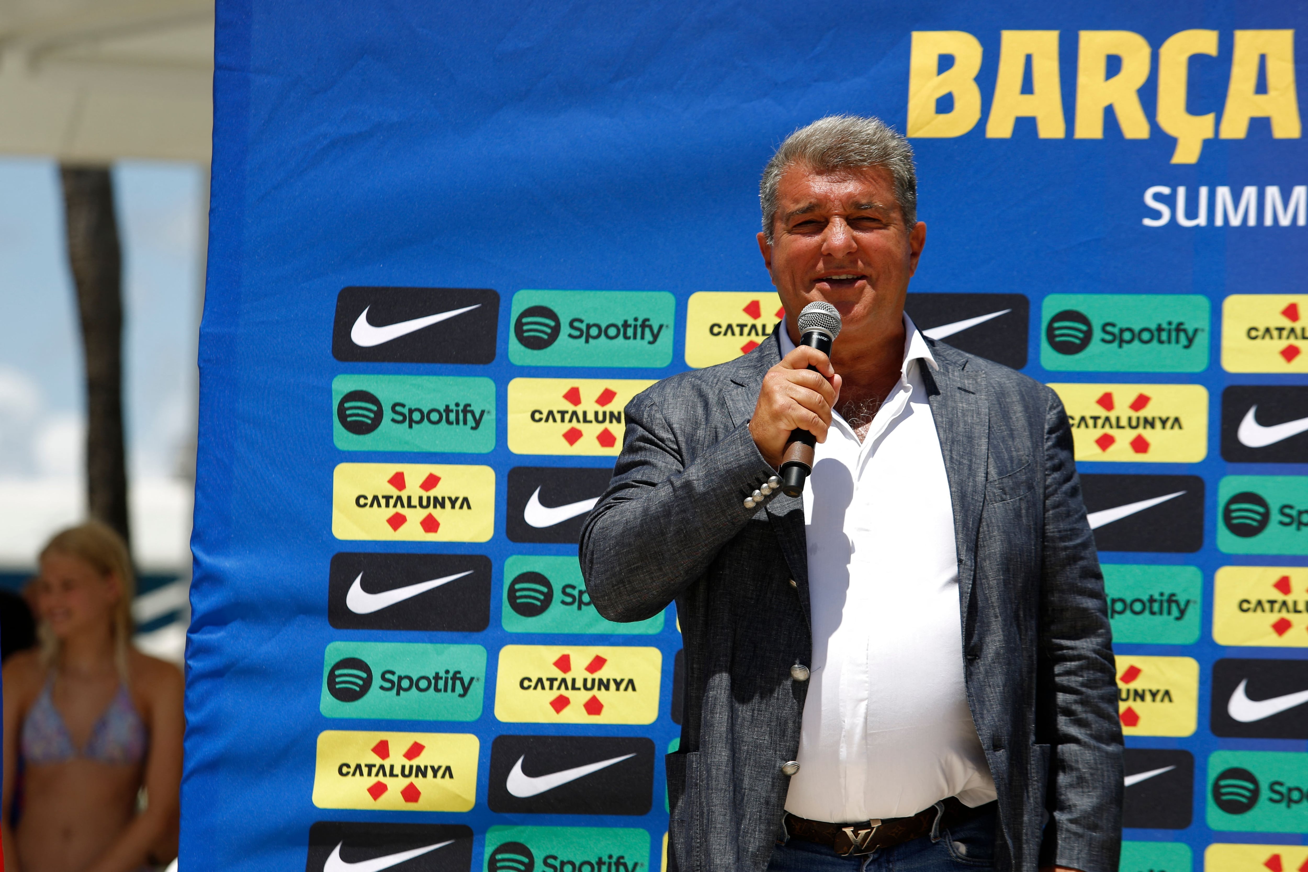 El presidente del FC Barcelona, Joan Laporta. (Photo by MARCO BELLO/AFP via Getty Images)