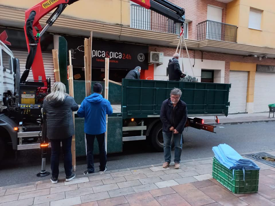 Preparativos del montaje del belen