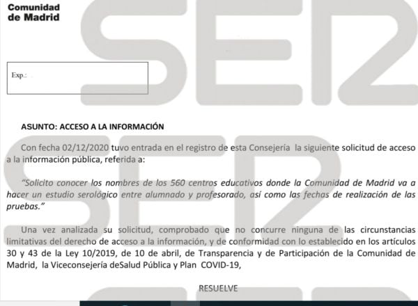 Documento al que ha accedido la SER.