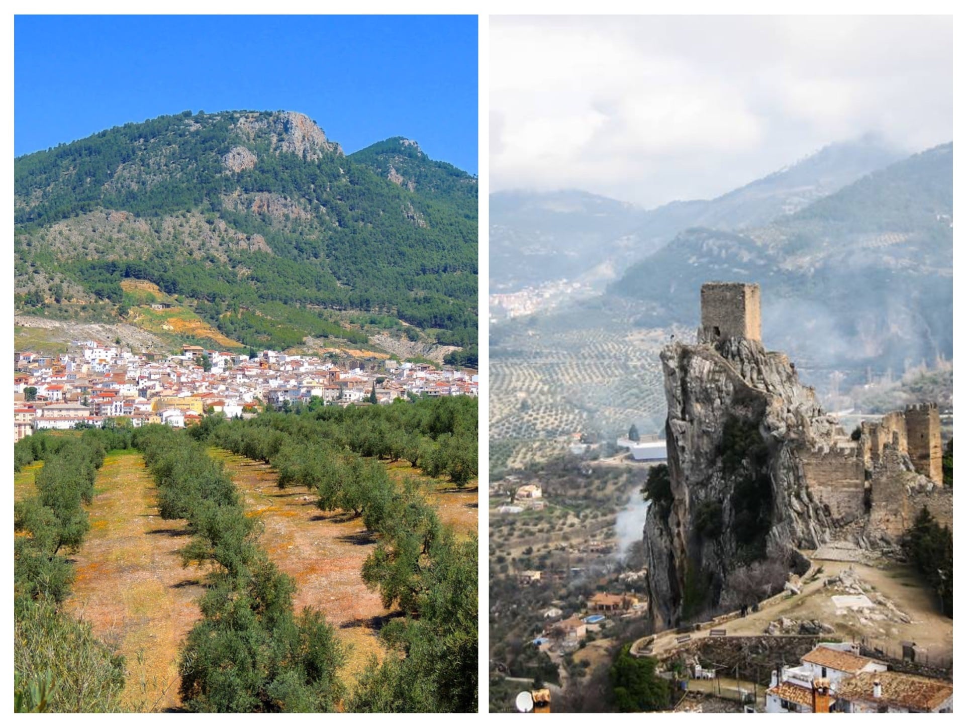 Vistas de Orcera (izqda) y La Iruela (dcha).