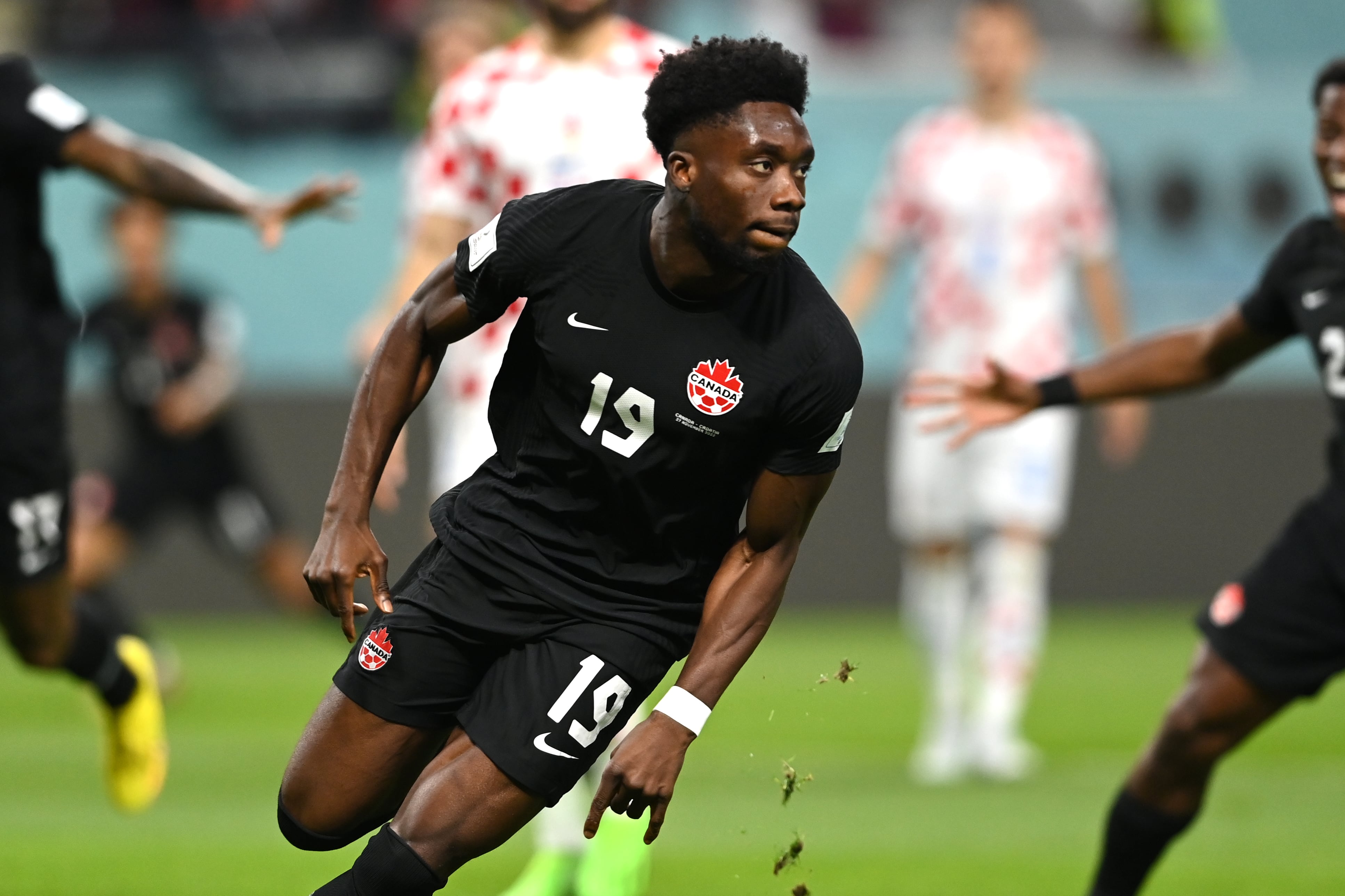 Alphonso Davies, tras anotar su gol contra Croacia