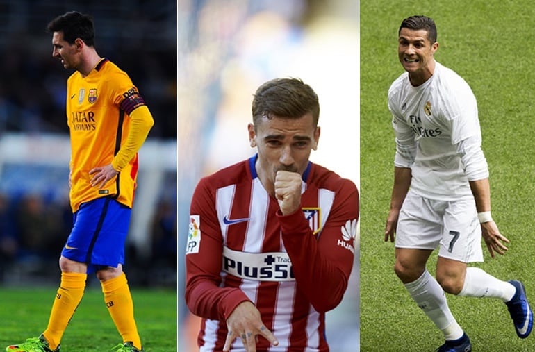 Messi, Griezmann y Cristiano Ronaldo