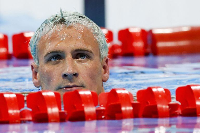 Lochte, tras su competición el la final de los 200m individuales en el estadio Olímpico Acuático