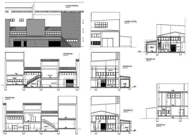 Plano del alzado de la que será la bodega experimental