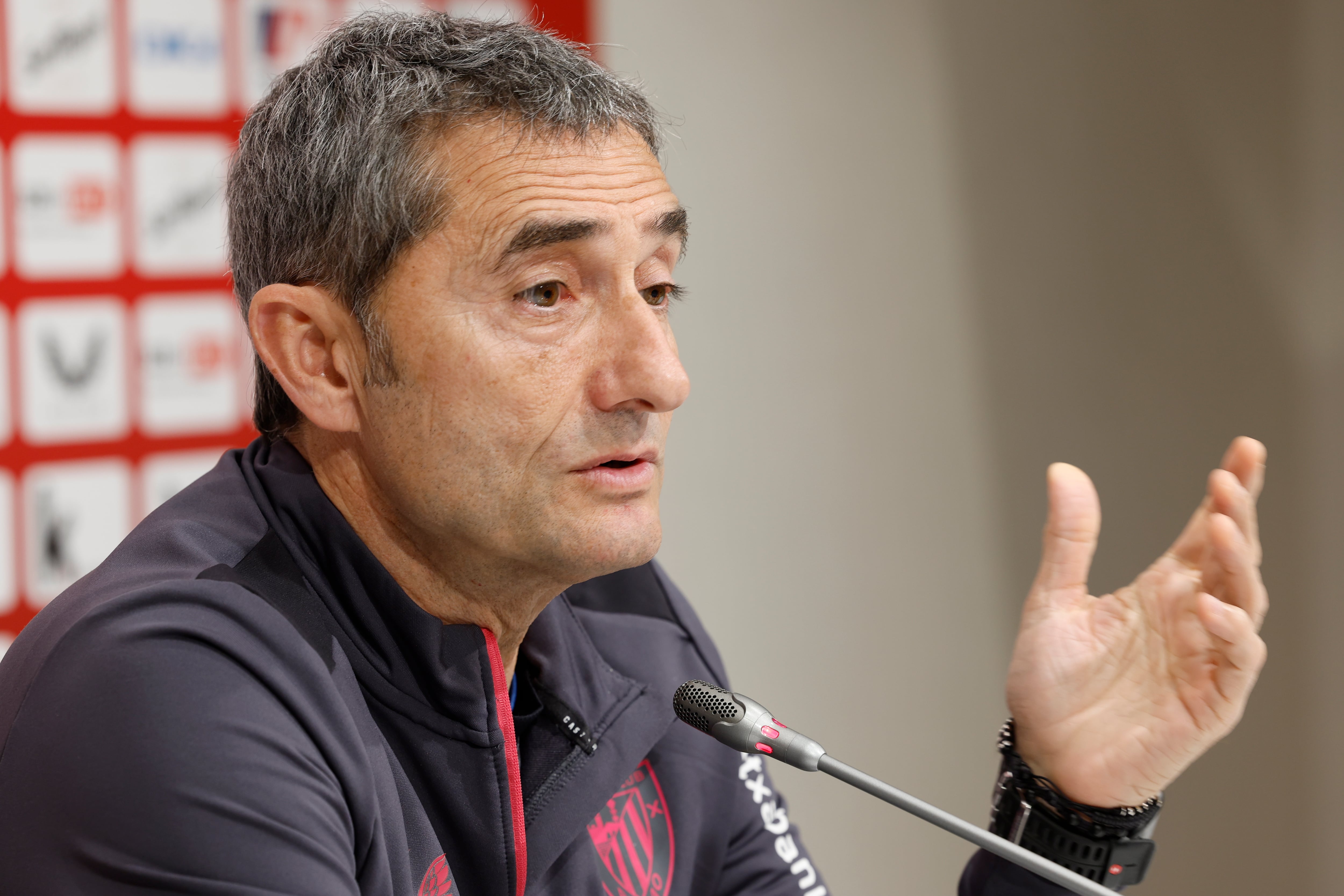 El entrenador del Athletic de Bilbao, Ernesto Valverde, en la rueda de prensa previa a la visita a Getafe