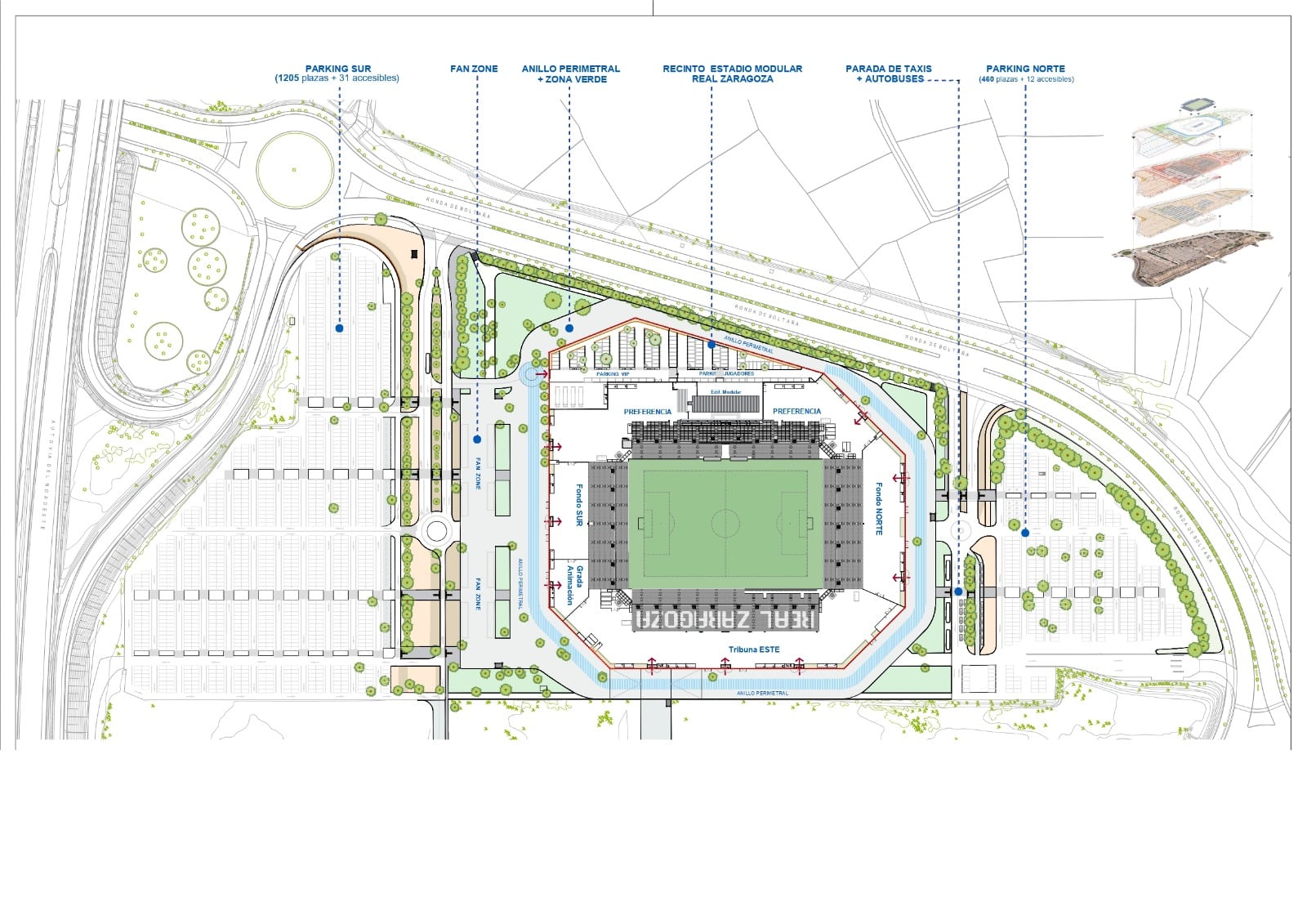 Plano del estadio modular de Zaragoza