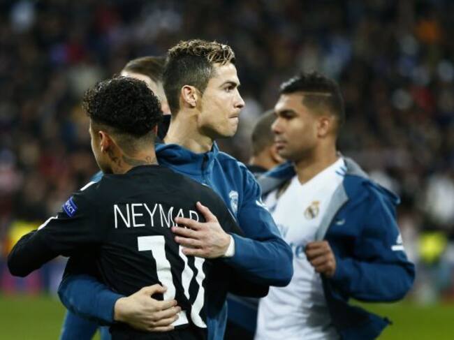 Neymar y Cristiano en el partido de ida de la Champions