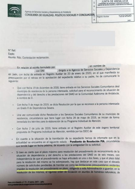 Respuesta que recibe la familia sobre el dependiente que ya ha fallecido