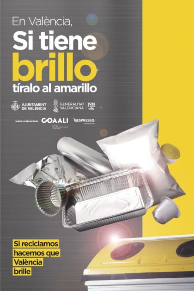 Cartel de la campaña de reciclaje de los elementos de aluminio