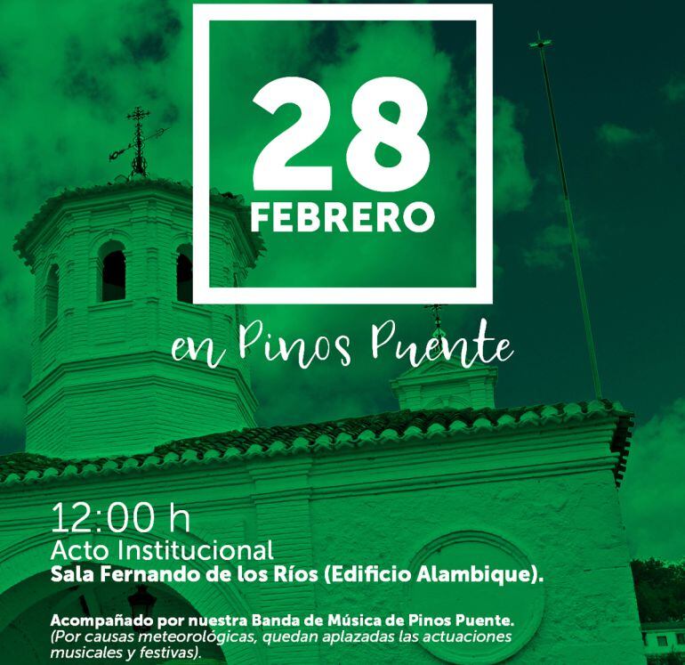 Cartel anunciador del 28F en Pinos Puente (Granada)