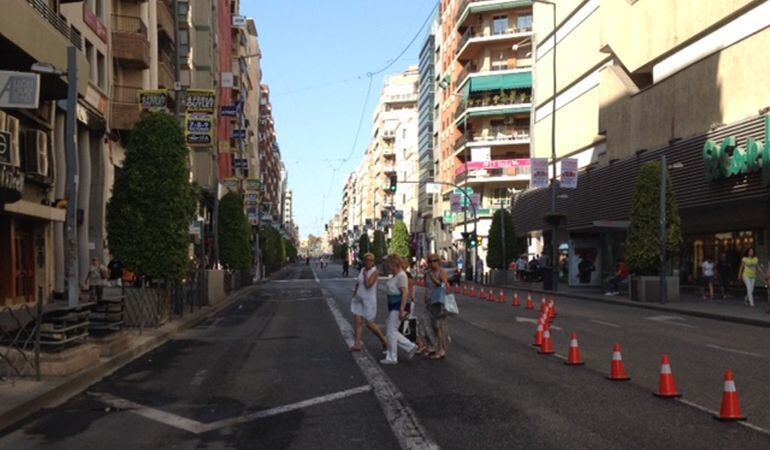 Avenida Maisonnave durante la experiencia piloto de corte al tráfico