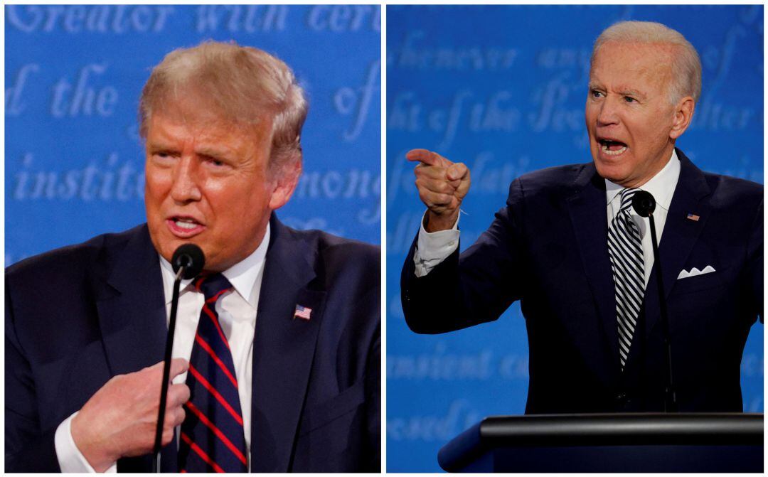 Montaje con los dos candidatos a la presidencia de EEUU en el primer debate celebrado la pasada semana