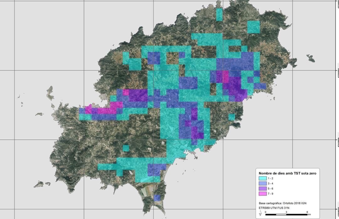 Imagen del mapa de heladas de Ibiza