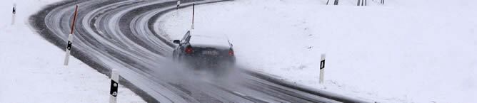 Una carretera nevada en Alemania, donde la cota de nieve está muy baja estos días