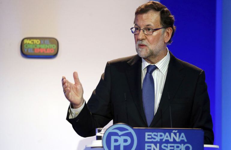 El presidente del Gobierno en funciones, Mariano Rajoy, durante su intervención en la clausura sobre el empleo