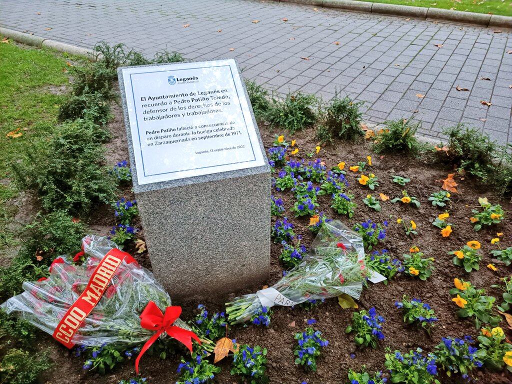 Monolito de homenaje a Pedro Patiño en Leganés