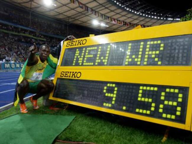 Bolt hace 12 años cuando consiguió el récord mundial