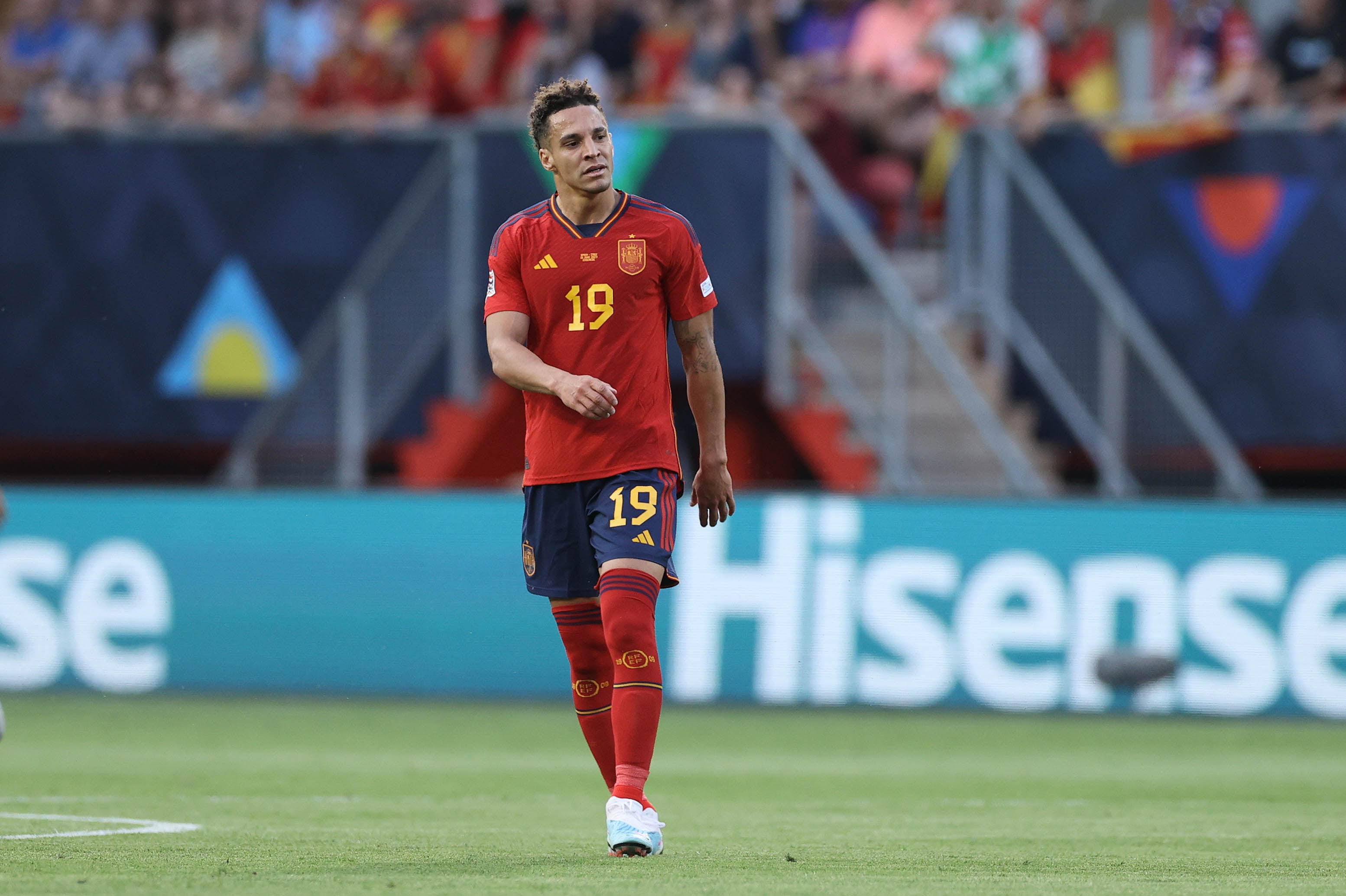 Rodrigo Moreno en su parido contra Italia en las semifinales de la Nations League.