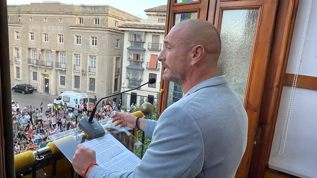 El cocinero jienense David Pascual, durante la lectura del pregón de San Lucas 2022.