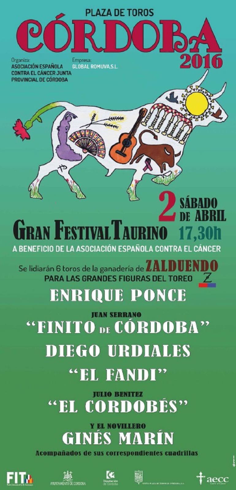 Cartel del Festival Taurino a beneficio de la AECC.