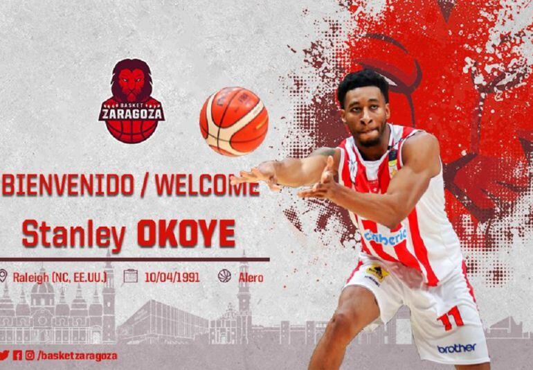 Caputra del anuncio del nuevo fichaje, a través de la cuenta oficial del Tecnyconta Zaragoza en Twitter. 