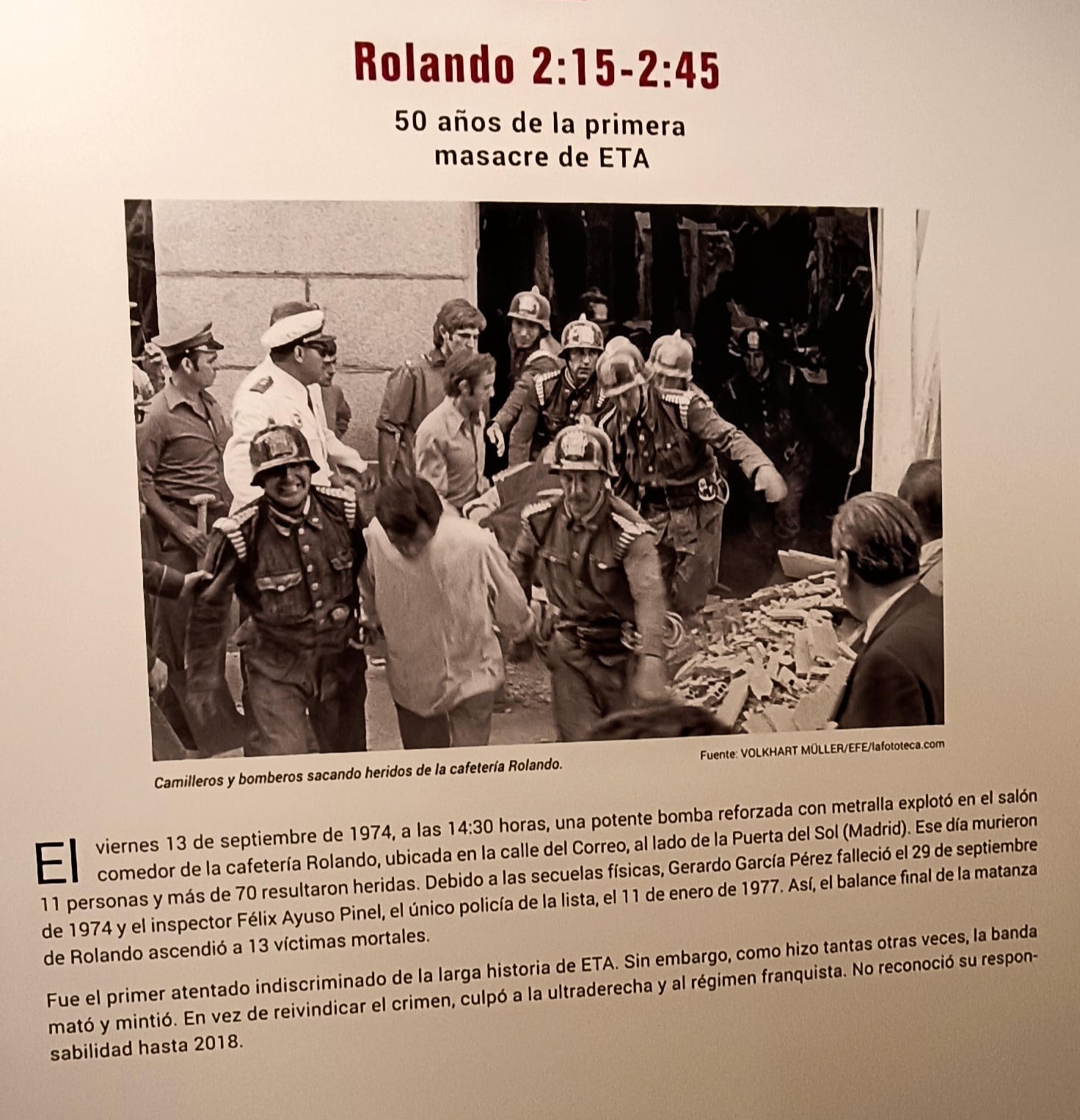 &#039;Rolando 2:15-2:45, 50 años de la primera masacre de ETA&#039; se expone en la Fundación Círculo de Burgos