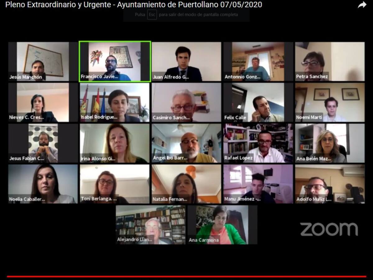 Toda la corporación vota a favor en todos los puntos en el primer pleno telemático de Puertollano