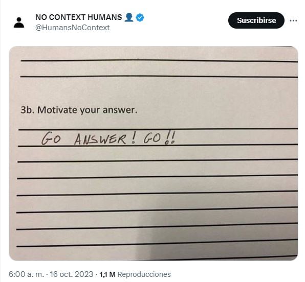 La ingeniosa contestación de un estudiante cuando le piden que justifique la respuesta de un examen.