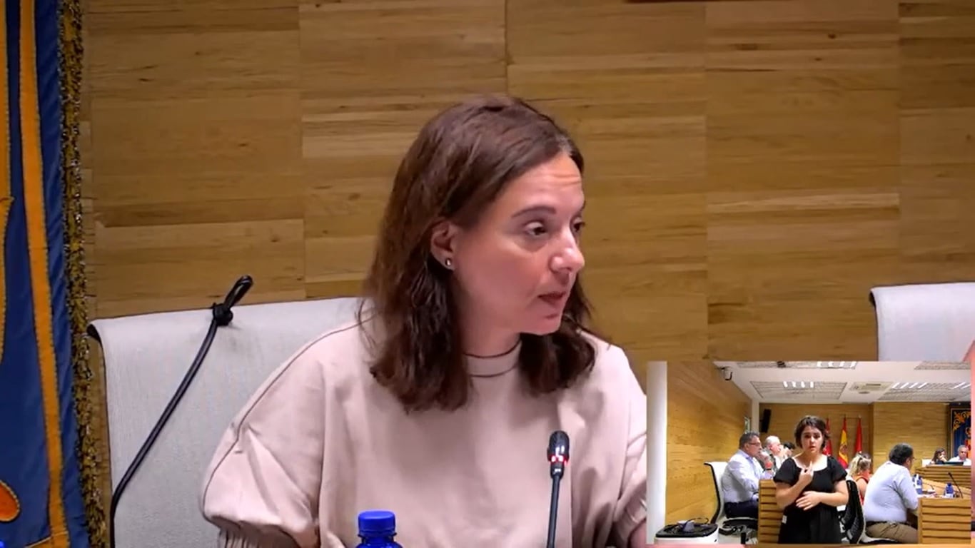 La alcaldesa de Getafe, Sara Hernández, durante el Debate del Estado de la Ciudad